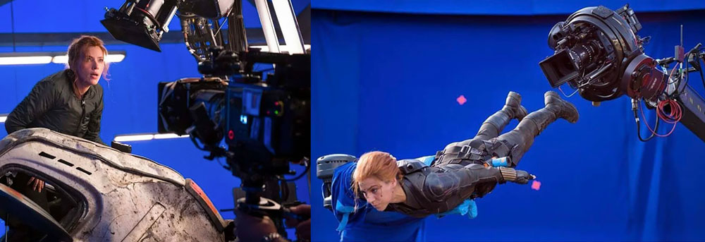 vfx shot filming by blue screen