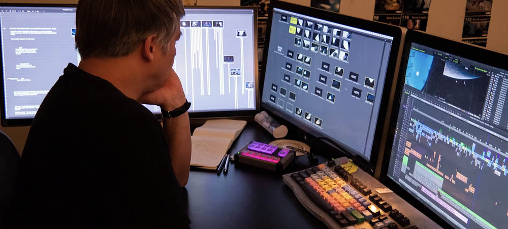 film editor in workspace