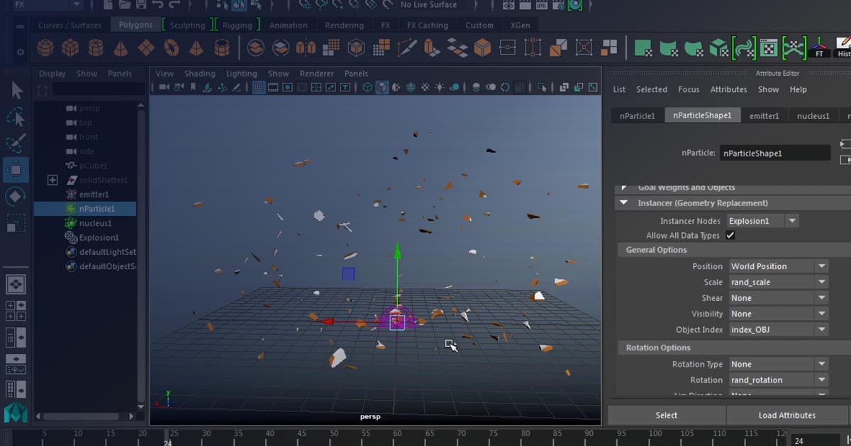 How to simulate crush and disintegrate objects in Maya